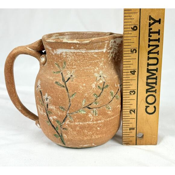 Studio Art Hand Crafted Stoneware Pottery Jug Pitcher Flowers Floral - Picture 9 of 9